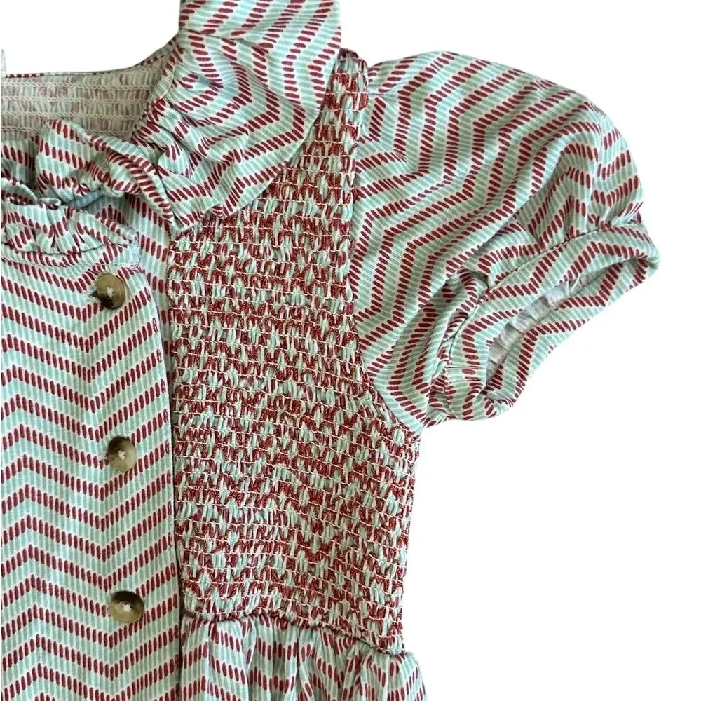 KATE QUINN Girls Smock Ruffle Bamboo Dress Size 6y